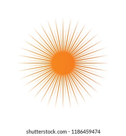 Sun burst, star burst sunshine. Radiating from the center of thin beams, lines. Vector illustration. Design element for logo, signs.