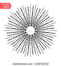 Sun burst, star burst sunshine. Radiating from the center of thin beams, lines. Vector illustration. Design element for logo, signs Dynamic style explosion, speed motion lines from the middle