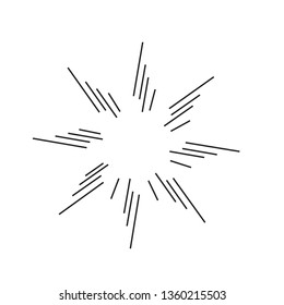 Sun burst, star burst sunshine. Radiating from the center of thin beams, lines. Design element for logo, signs. Dynamic style. Abstract explosion, speed motion lines from the middle, radiating sharp