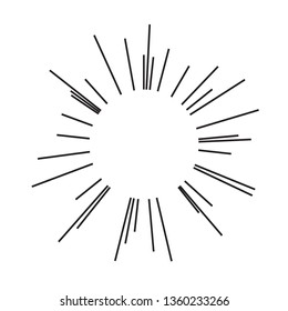 Sun burst, star burst sunshine. Radiating from the center of thin beams, lines. Design element for logo, signs. Dynamic style. Abstract explosion, speed motion lines from the middle, radiating sharp