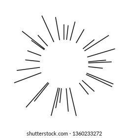 Sun burst, star burst sunshine. Radiating from the center of thin beams, lines. Design element for logo, signs. Dynamic style. Abstract explosion, speed motion lines from the middle, radiating sharp