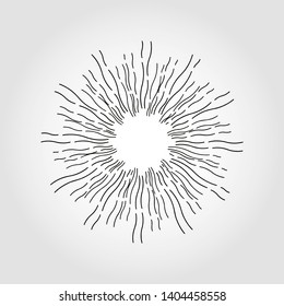 Sun burst, star burst sunshine. Radiating from the center of thin beams, lines. Vector illustration. Design element for logo, signs Dynamic style Abstract explosion, speed motion lines from the middle