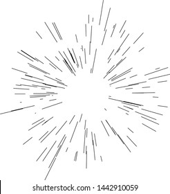 Sun burst, star burst sunshine. Radiating from the center of thin beams, lines. Design element for logo, signs. Dynamic style. Abstract explosion, speed motion lines from the middle, radiating sharp