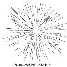 Sun burst, star burst sunshine. Radiating from the center of thin beams, lines. Design element for logo, signs. Dynamic style. Abstract explosion, speed motion lines from the middle, radiating sharp