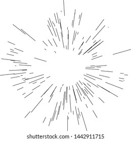 Sun burst, star burst sunshine. Radiating from the center of thin beams, lines. Design element for logo, signs. Dynamic style. Abstract explosion, speed motion lines from the middle, radiating sharp