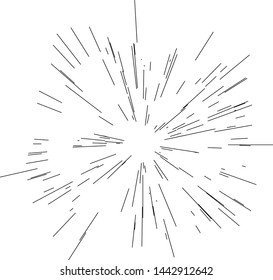 Sun burst, star burst sunshine. Radiating from the center of thin beams, lines. Design element for logo, signs. Dynamic style. Abstract explosion, speed motion lines from the middle, radiating sharp