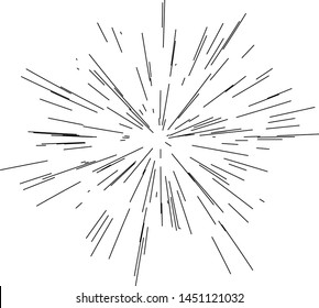 Sun Burst, Star Burst Sunshine. Radiating From The Center Of Thin Beams, Lines. Design Element For Logo, Signs. Dynamic Style. Abstract Explosion, Speed Motion Lines From The Middle, Radiating Sharp