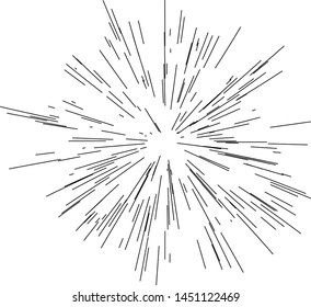 Sun burst, star burst sunshine. Radiating from the center of thin beams, lines. Design element for logo, signs. Dynamic style. Abstract explosion, speed motion lines from the middle, radiating sharp