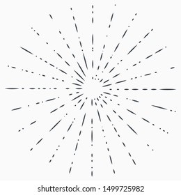 Sun burst, star burst sunshine. Radiating from the center of thin beams, lines. Design element for logo, signs