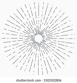 Sun burst, star burst sunshine. Radiating from the center of thin beams, lines. Design element for logo, signs Dynamic style Abstract explosion, speed motion lines from the middle