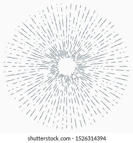 Sun burst, star burst sunshine. Radiating from the center of thin beams, lines. Design element for logo, signs