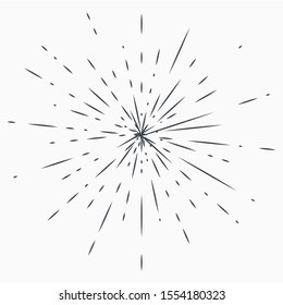 Sun burst, star burst sunshine. Radiating from the center of thin beams, lines