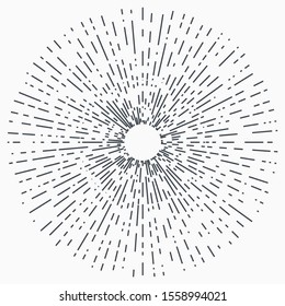 Sun burst, star burst sunshine. Radiating from the center of thin beams, lines