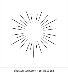 Sun burst, star burst sunshine. Radiating from the center of thin beams, lines. Vector illustration. Design element for logo, signs Dynamic style Abstract explosion, speed motion lines from middle