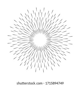 Sun burst, star burst sunshine. Radiating from the center of thin beams, lines. Vector illustration. 