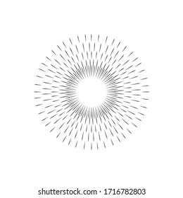 Sun burst, star burst sunshine. Radiating from the center of thin beams, lines. Vector illustration. 