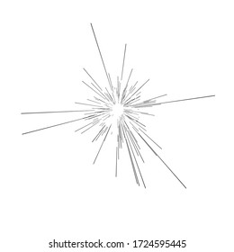 Sun burst, star burst sunshine. Radiating from the center of thin beams, lines. Dynamic style. Abstract explosion, speed motion lines from the middle, radiating sharp