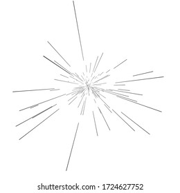 Sun burst, star burst sunshine. Radiating from the center of thin beams, lines. Dynamic style. Abstract explosion, speed motion lines from the middle, radiating sharp