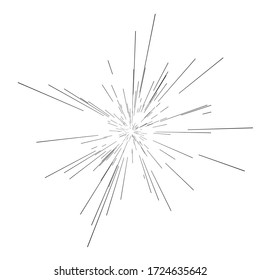 El sol estalló, la estrella rompió el sol. Radiando desde el centro de las vigas finas, líneas. Estilo dinámico. Explosión abstracta, líneas de movimiento de velocidad desde el medio, radiando fuerte