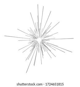 Sun burst, star burst sunshine. Radiating from the center of thin beams, lines. Dynamic style. Abstract explosion, speed motion lines from the middle, radiating sharp