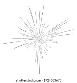 Sun burst, star burst sunshine. Radiating from the center of thin beams, lines. Dynamic style. Abstract explosion, speed motion lines from the middle, radiating sharp