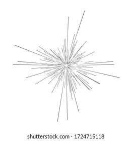 Sun burst, star burst sunshine. Radiating from the center of thin beams, lines. Dynamic style. Abstract explosion, speed motion lines from the middle, radiating sharp