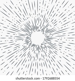 Sun burst, star burst sunshine. Radiating from the center of thin beams, lines