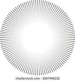 Sun burst, star burst sunshine. Radiating from the center of thin beams, lines. Vector illustration. Design element for logo, signs dynamic style abstract explosion, speed motion lines from the middle