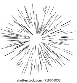 Sun burst, star burst sunshine. Radiating from the center of thin beams, lines. Vector illustration. Design element for logo, signs Dynamic style Abstract explosion, speed motion lines from the middle