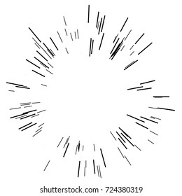 Sun burst, star burst sunshine. Radiating from the center of thin beams, lines. Vector illustration. Dynamic style. Abstract explosion, speed motion lines from the middle, radiating sharp