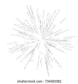 Sun burst, star burst sunshine. Radiating from the center of thin beams, lines. Dynamic style. Abstract explosion, speed motion lines from the middle, radiating sharp
