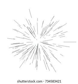 Sun burst, star burst sunshine. Radiating from the center of thin beams, lines. Dynamic style. Abstract explosion, speed motion lines from the middle, radiating sharp