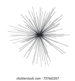 Sun burst, star burst sunshine. Radiating from the center of thin beams, lines.  Design element for logo, signs. Dynamic style.  Abstract explosion, speed motion lines from the middle, radiating sharp