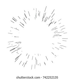 Sun burst, star burst sunshine. Radiating from the center of thin beams, lines. Design element for logo, signs. Dynamic style. Abstract explosion, speed motion lines from the middle, radiating sharp 