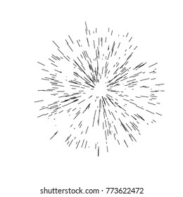 Sun burst, star burst sunshine. Radiating from the center of thin beams, lines. Design element for logo, signs. Dynamic style. Abstract explosion, speed motion lines from the middle, radiating sharp