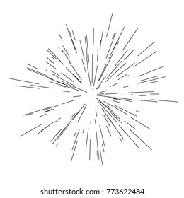 Sun burst, star burst sunshine. Radiating from the center of thin beams, lines. Design element for logo, signs. Dynamic style. Abstract explosion, speed motion lines from the middle, radiating sharp