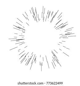 Sun burst, star burst sunshine. Radiating from the center of thin beams, lines. Design element for logo, signs. Dynamic style. Abstract explosion, speed motion lines from the middle, radiating sharp
