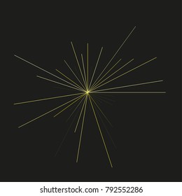 Sun burst, star burst sunshine. Radiating from the center of thin beams, lines. Dynamic style. Abstract explosion, speed motion lines from the middle, radiating sharp Vector illustration.