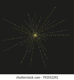 Sun burst, star burst sunshine. Radiating from the center of thin beams, lines. Dynamic style. Abstract explosion, speed motion lines from the middle, radiating sharp Vector illustration.