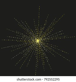Sun burst, star burst sunshine. Radiating from the center of thin beams, lines. Dynamic style. Abstract explosion, speed motion lines from the middle, radiating sharp Vector illustration.