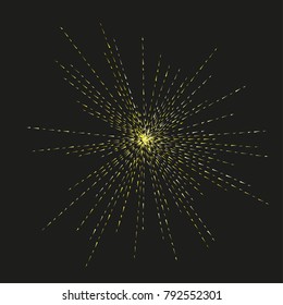 Sun burst, star burst sunshine. Radiating from the center of thin beams, lines. Dynamic style. Abstract explosion, speed motion lines from the middle, radiating sharp Vector illustration.