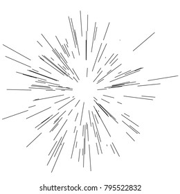 Sun burst, star burst sunshine. Radiating from the center of thin beams, lines. Vector illustration. Design element for logo, signs. Dynamic style. Abstract explosion, speed motion lines