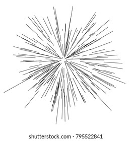 Sun burst, star burst sunshine. Radiating from the center of thin beams, lines. Vector illustration. Design element for logo, signs. Dynamic style. Abstract explosion, speed motion lines