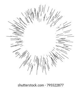 Sun burst, star burst sunshine. Radiating from the center of thin beams, lines. Vector illustration. Design element for logo, signs. Dynamic style. Abstract explosion, speed motion lines 