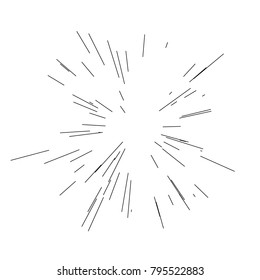 Sun burst, star burst sunshine. Radiating from the center of thin beams, lines. Vector illustration. Design element for logo, signs. Dynamic style. Abstract explosion, speed motion lines