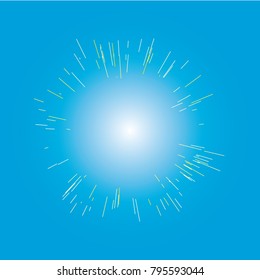 Sun burst, star burst sunshine. Radiating from the center of thin beams, lines. Design element for logo, signs. Dynamic style. Abstract explosion, speed motion lines from the middle, radiating sharp