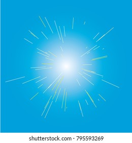 Sun burst, star burst sunshine. Radiating from the center of thin beams, lines. Design element for logo, signs. Dynamic style. Abstract explosion, speed motion lines from the middle, radiating sharp
