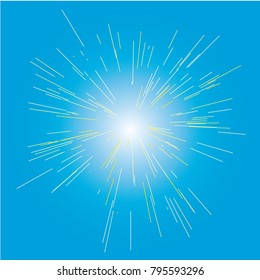 Sun burst, star burst sunshine. Radiating from the center of thin beams, lines. Design element for logo, signs. Dynamic style. Abstract explosion, speed motion lines from the middle, radiating sharp