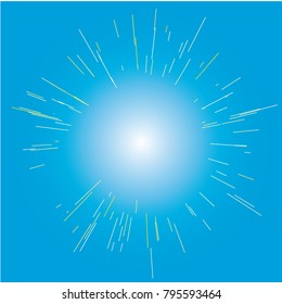 Sun burst, star burst sunshine. Radiating from the center of thin beams, lines. Design element for logo, signs. Dynamic style. Abstract explosion, speed motion lines from the middle, radiating sharp