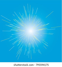 Sun burst, star burst sunshine. Radiating from the center of thin beams, lines. Design element for logo, signs. Dynamic style. Abstract explosion, speed motion lines from the middle, radiating sharp